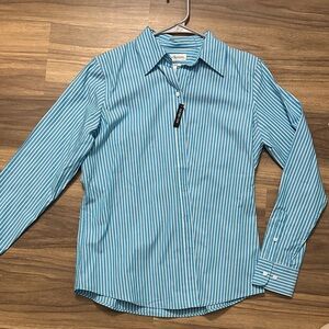 Kim Rogers Light Blue & White Striped Dress Shirt